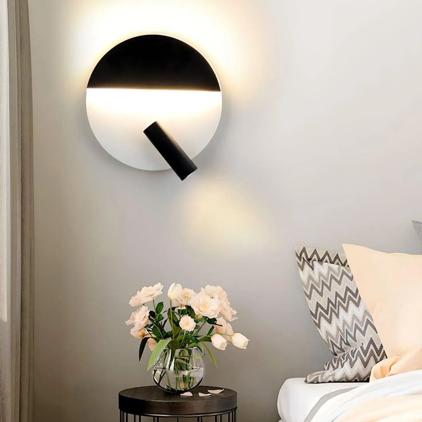 Edge Minimalism Metal Black White Wall Light Dining Room Bedroom
