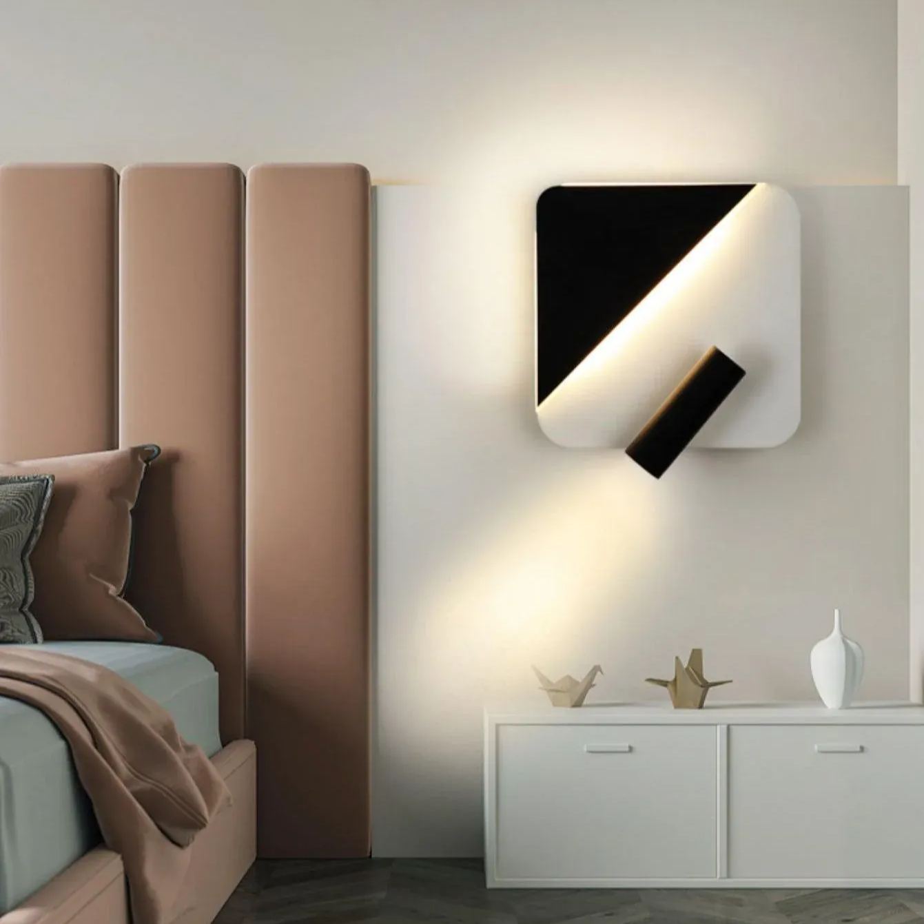 Edge Minimalism Metal Black White Wall Light Dining Room Bedroom