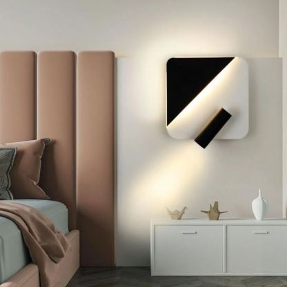 Edge Minimalism Metal Black White Wall Light Dining Room Bedroom