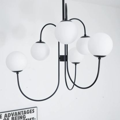 Alessio Vintage Metal Glass Gold Black Pendant Light Bedroom Living Room