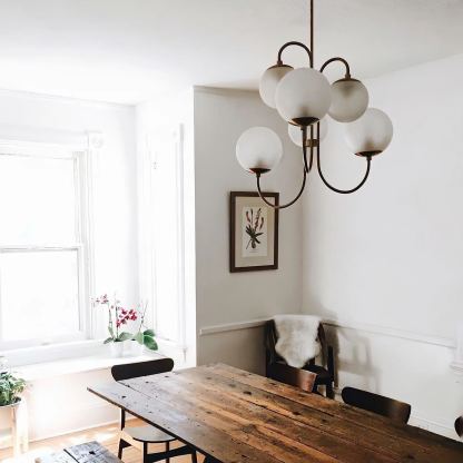 Alessio Vintage Metal Glass Gold Black Pendant Light Bedroom Living Room