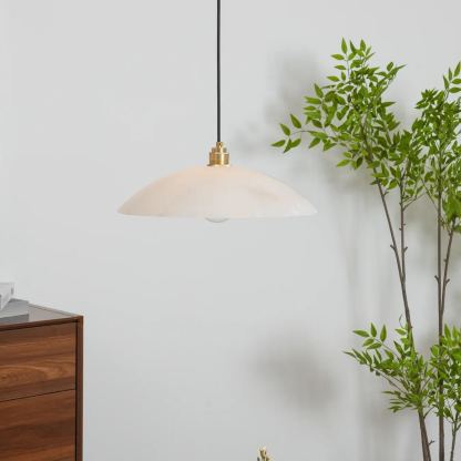 Jade Alabaster Dome Brass Finish Pendant Light Bedroom Living Room