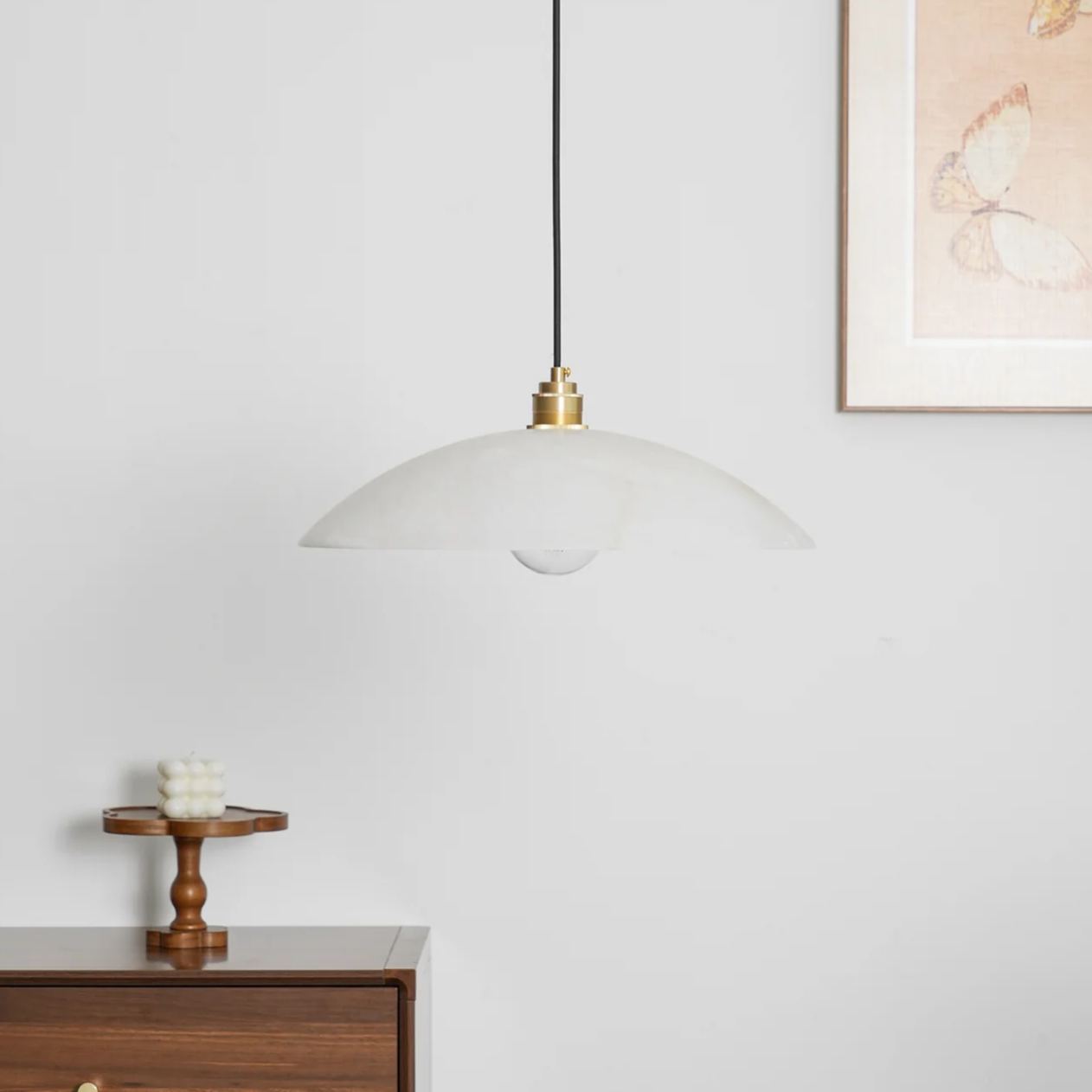 Jade Alabaster Dome Brass Finish Pendant Light Bedroom Living Room