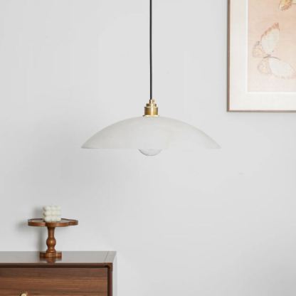Jade Alabaster Dome Brass Finish Pendant Light Bedroom Living Room