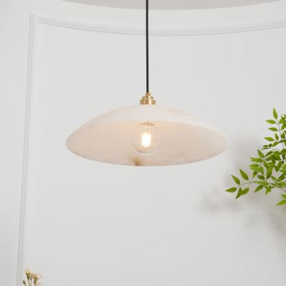Jade Alabaster Dome Brass Finish Pendant Light Bedroom Living Room