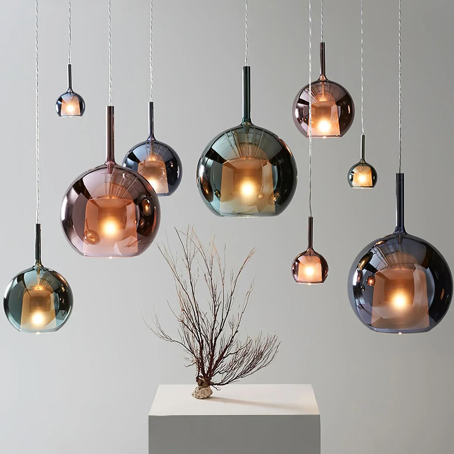 Hailie Modern Round Glass Pendant Light Bedroom Living Room