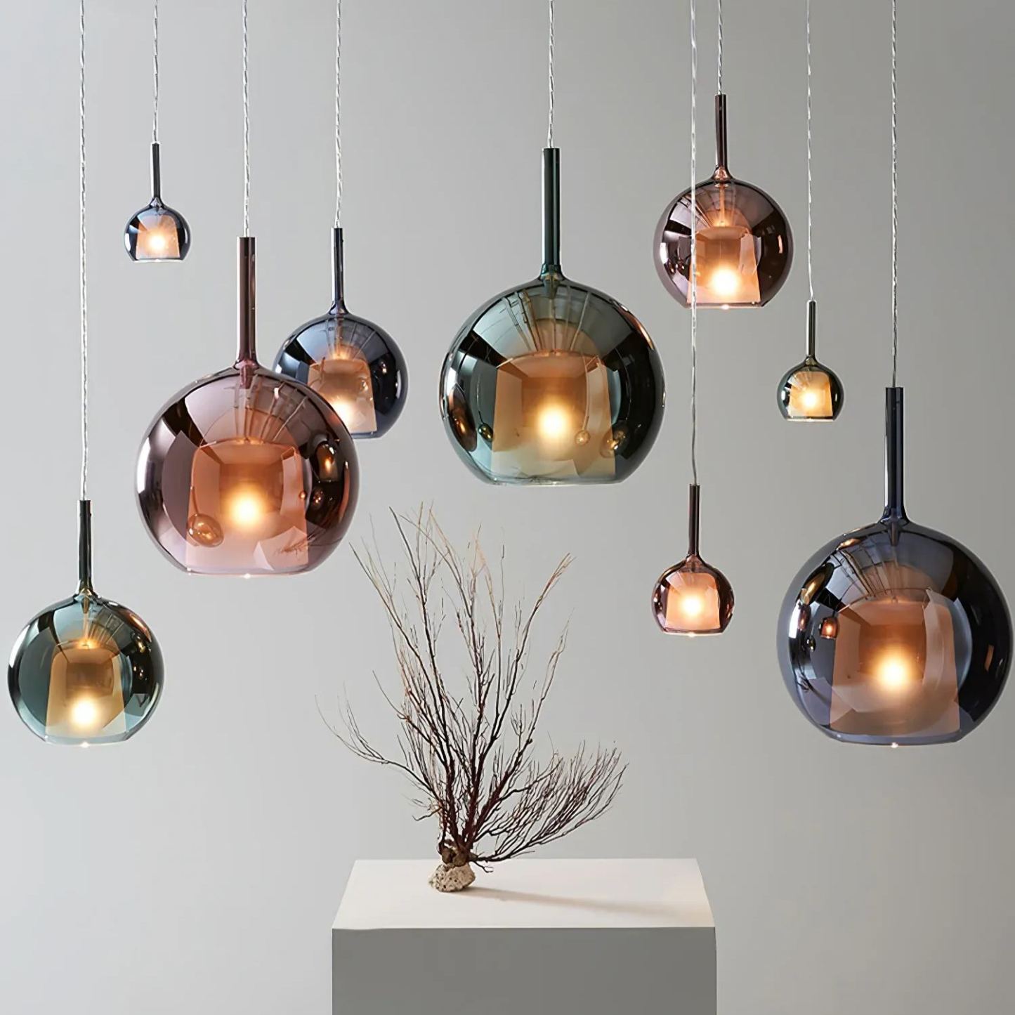 Hailie Modern Round Glass Pendant Light Bedroom Living Room