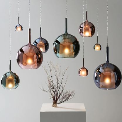Hailie Modern Round Glass Pendant Light Bedroom Living Room