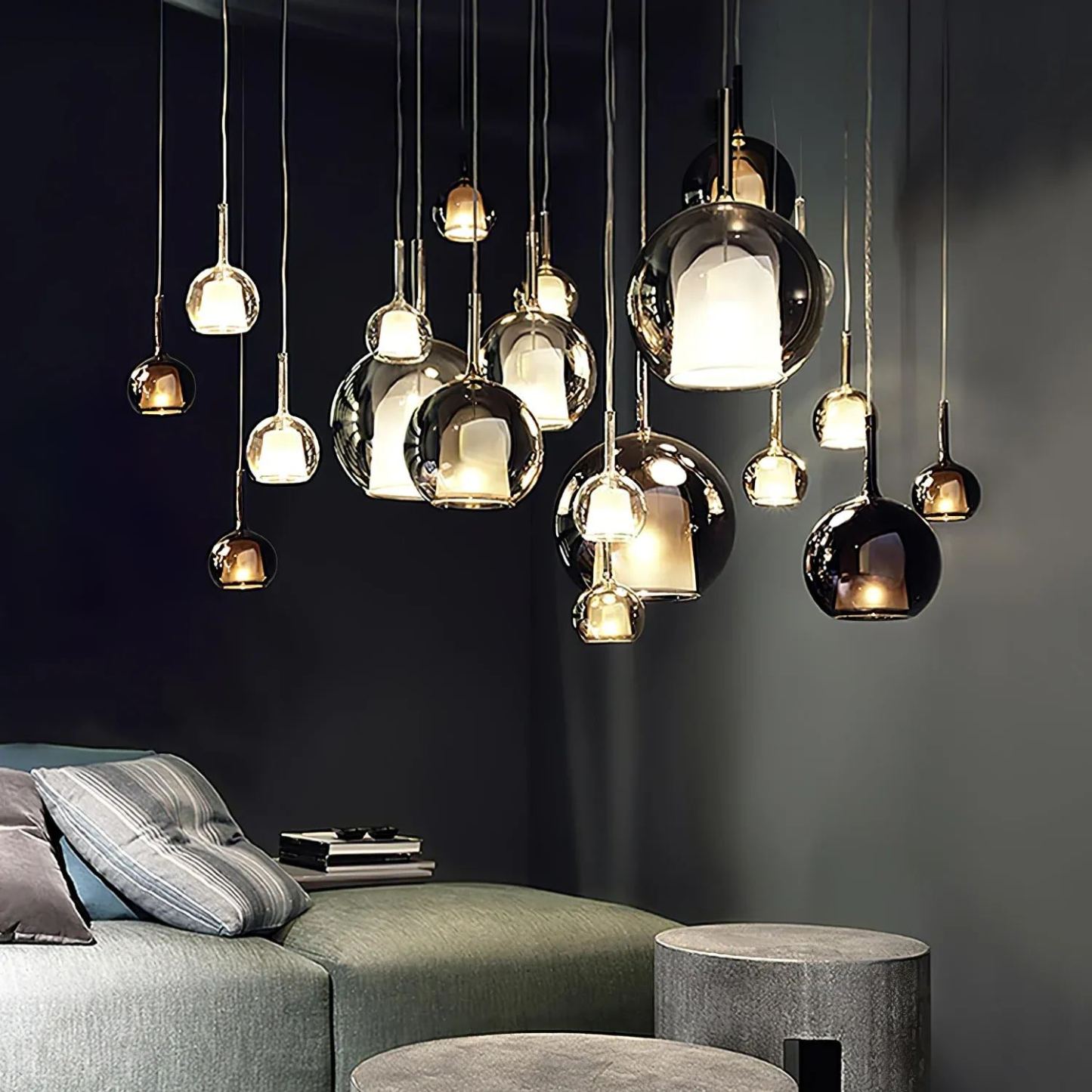 Hailie Modern Round Glass Pendant Light Bedroom Living Room
