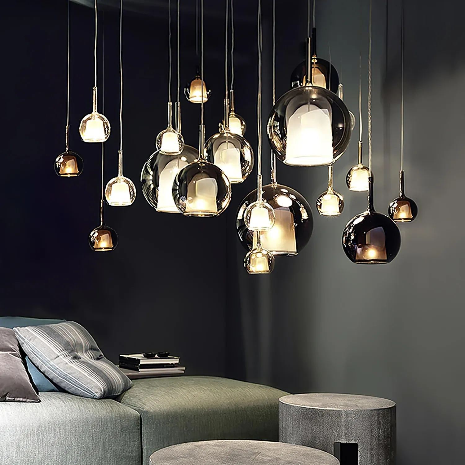 Hailie Modern Round Glass Pendant Light Bedroom Living Room
