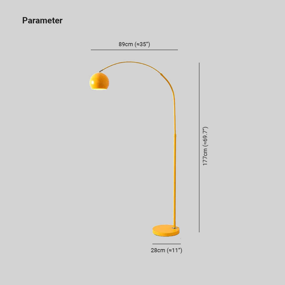 Yellow Morandi arc floor lamp dimensions. Modern lighting solutions. Morandi Modern Fishing 1 Light Arc Floor Lamp Metal