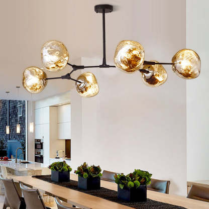 Mirza Modern Globe Lava 3 Pendant Light Fixture 3/6/8 Head