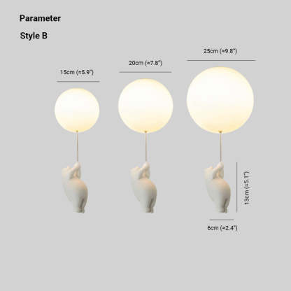 Fateh Bear Balloon Ceiling Light Style B Sizes
