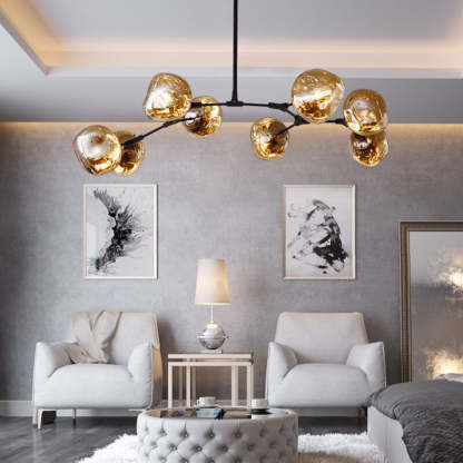 Mirza Modern Globe Lava 3 Pendant Light Fixture 3/6/8 Head