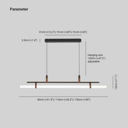 Edge pendant light dimensions. Modern linear lighting info.