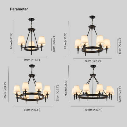 Alessio Chandelier dimensions: height, width, depth in cm/inches