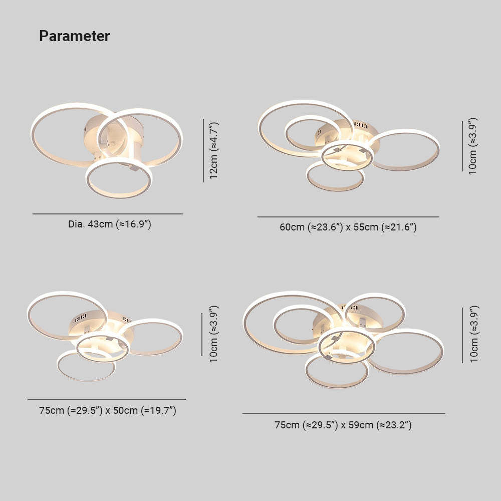 Lacey LED Ceiling Light Circle Ring Dimensions