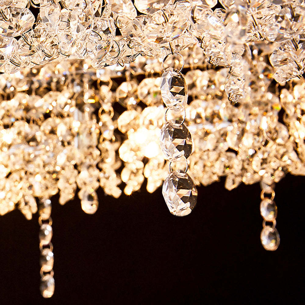 Close-up of Kristy crystal pendant light, showcasing shimmering crystal details