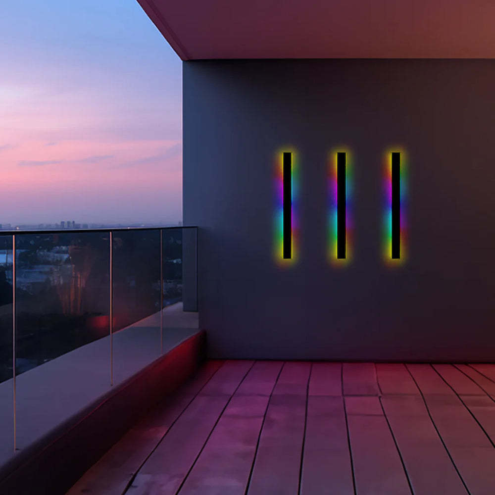 RGB LED Outdoor Wall Lamps on Balcony Edge Ripple Minimalist Linear LED Outdoor Wall Lamp Metal Garden Corridor Balcony