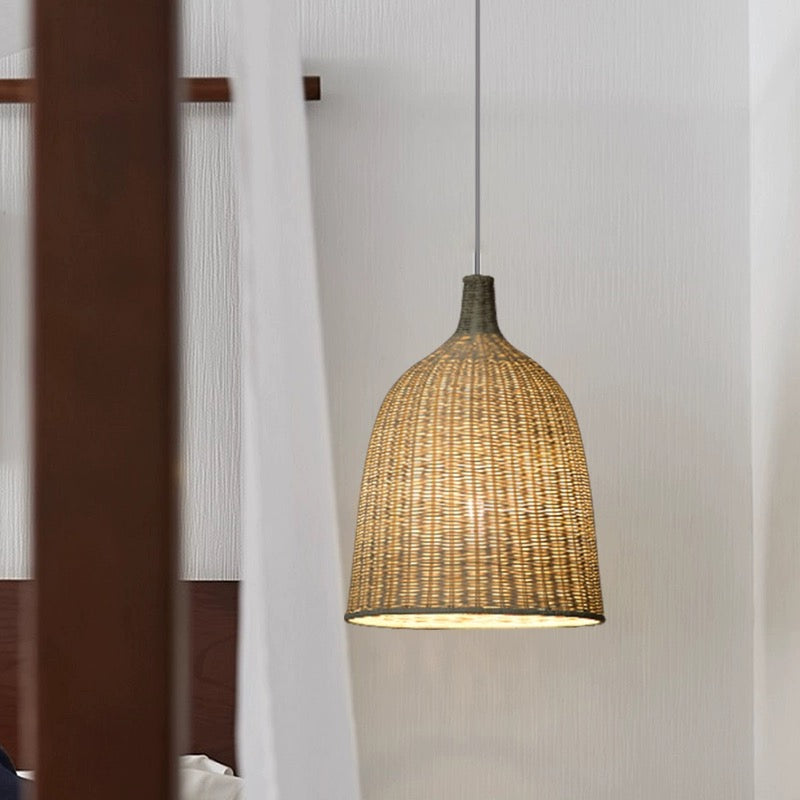 Muto Rattan Pendant Light in Bedroom - Cozy lighting