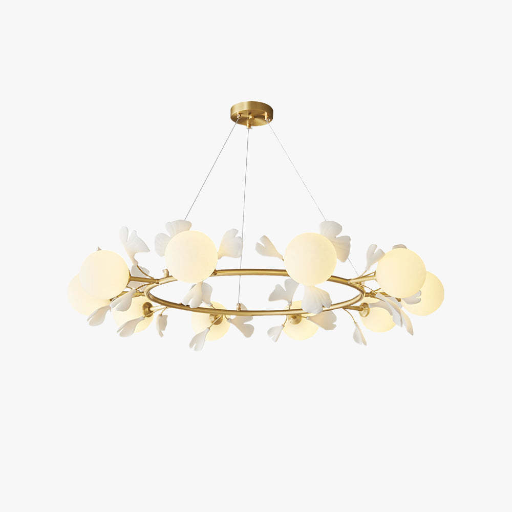 Olivia Luxury Minimalist Chandelier with leaf accents and gold finish
