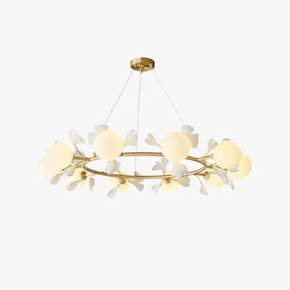 Olivia Luxury Minimalist Chandelier with leaf accents and gold finish