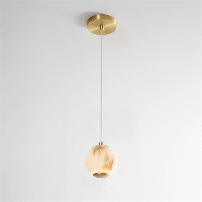 Jade Modern Round Metal Alabaster Pendant Light Shades Bedroom