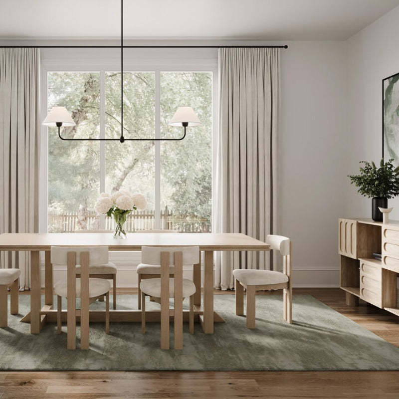 Alessio LED Chandelier above dining table. Modern lighting. Alessio Modern LED Chandelier Metal Living Room Bedroom