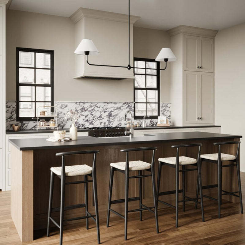 Alessio LED Chandelier in modern kitchen, metal frame. Alessio Modern LED Chandelier Metal Living Room Bedroom