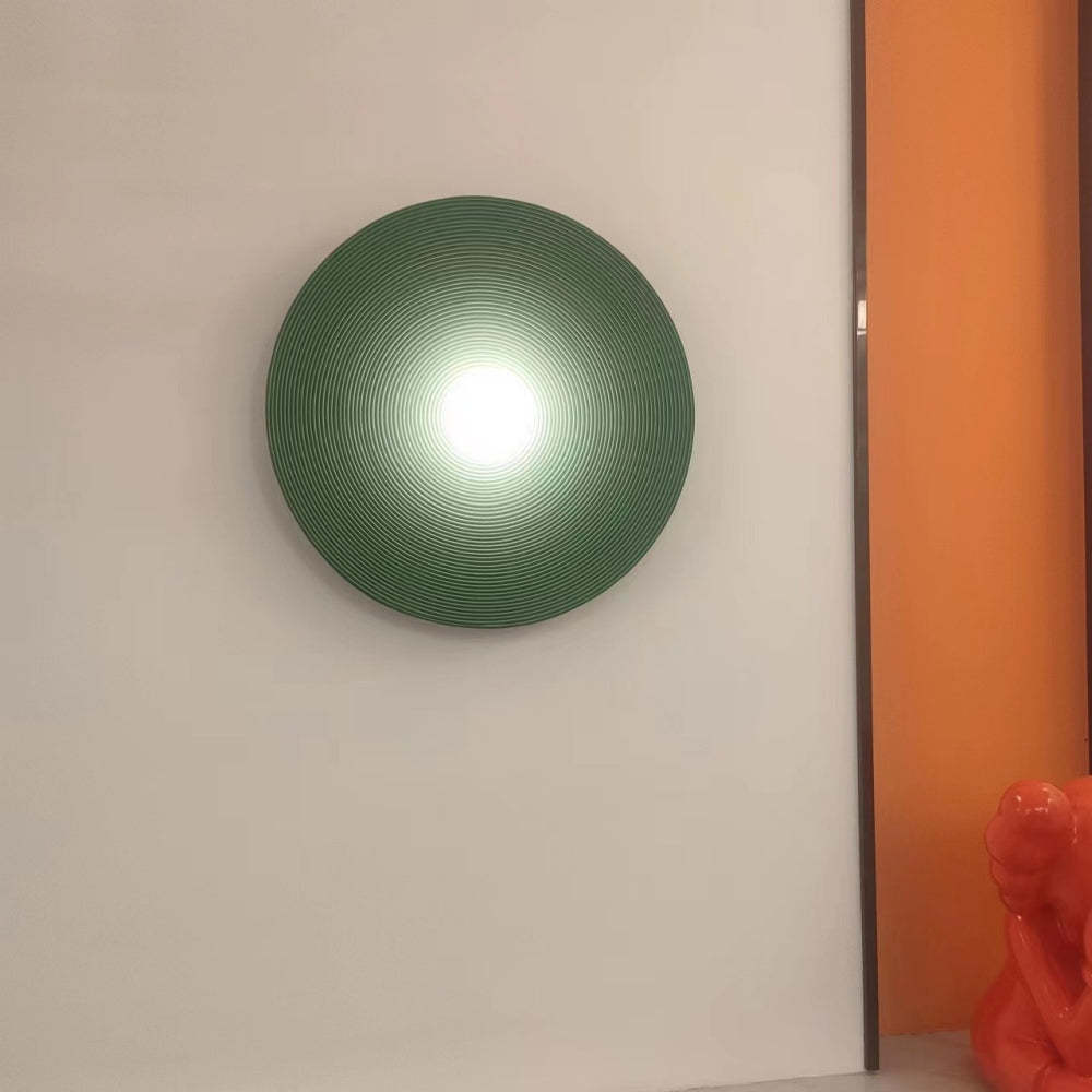 Elif Modern Round Wall Lamp, green color in bedroom