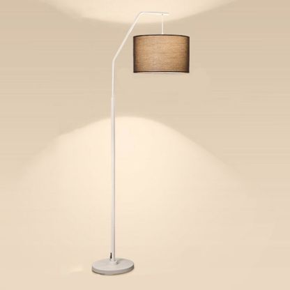 Eryn Cylinder Floor Lamp with arched design and fabric shade.