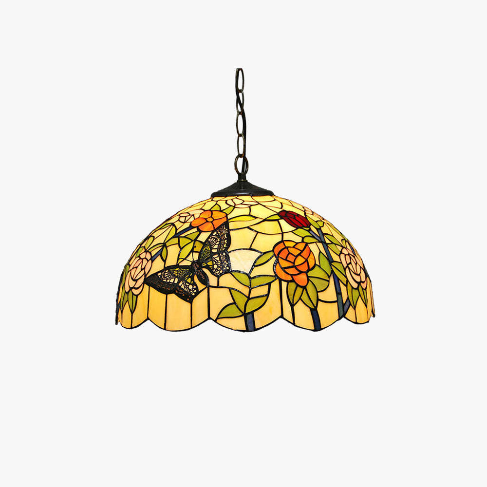 Eryn Vintage Butterfly Rose Pendant Light - Glass Hallway