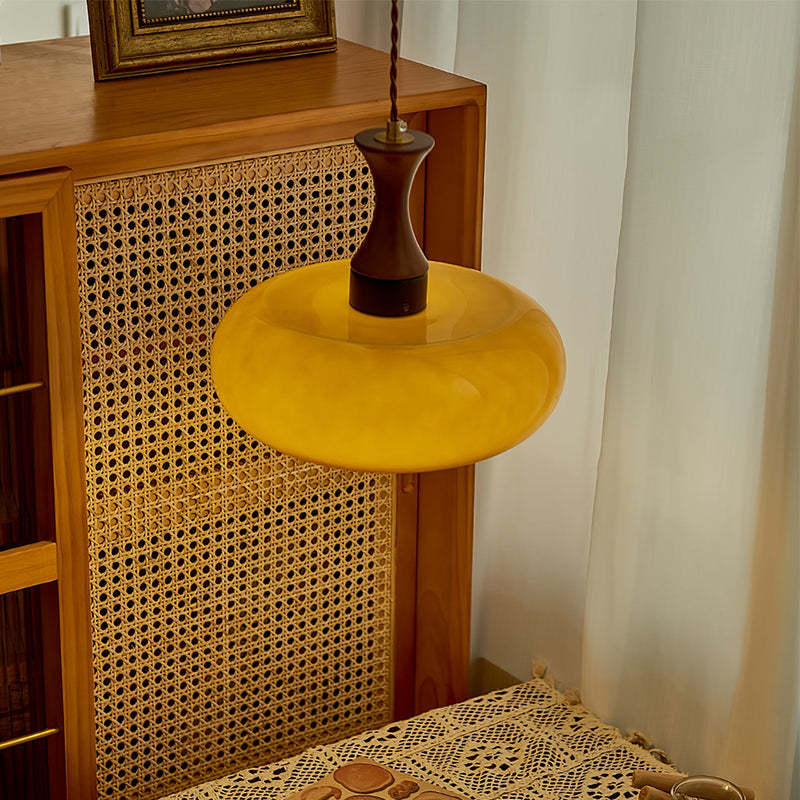 Yellow Glass Pendant Light, Cairns Vintage Design