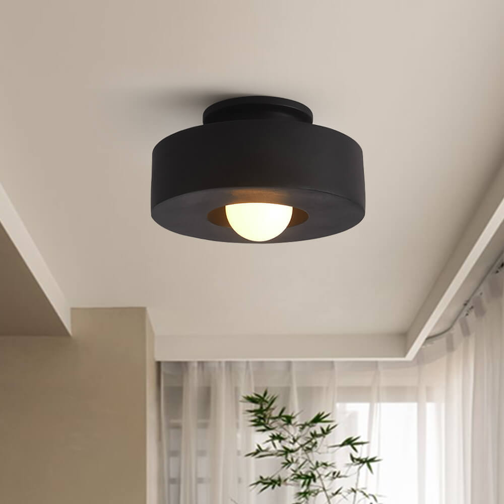 Black Morandi Flush Mount Ceiling Light with Soft Glow