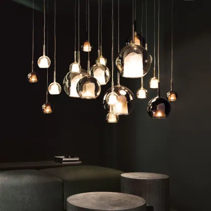 Hailie Modern Round Glass Pendant Light Bedroom Living Room