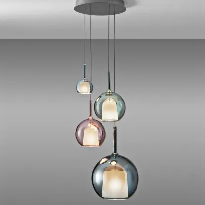 Hailie Modern Round Glass Pendant Light Bedroom Living Room