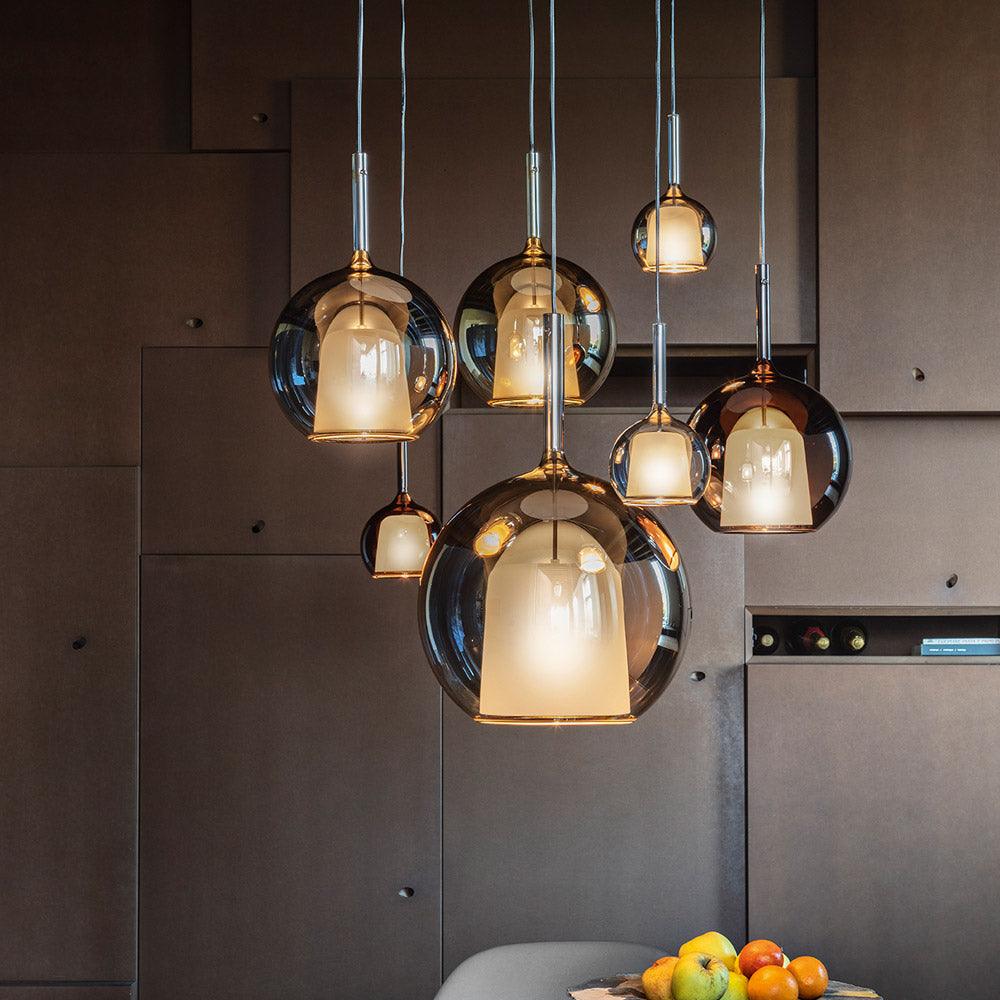 Hailie Modern Round Glass Pendant Light Bedroom Living Room
