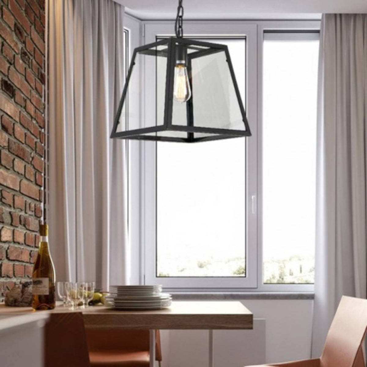 Black Austin Pendant Light in kitchen setting.