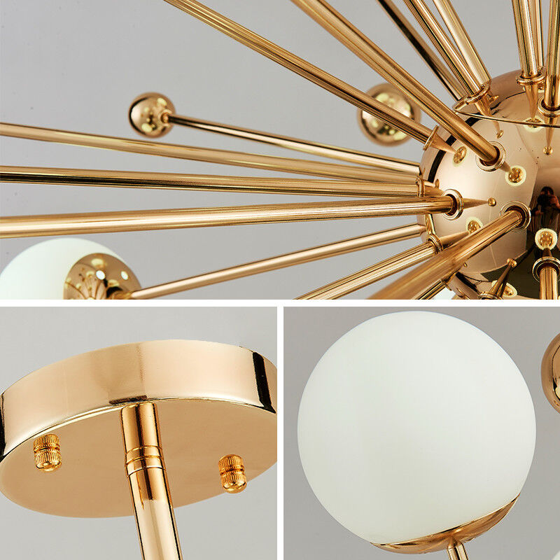 Valentina Chandelier Detail - Golden Metal and Glass Bulbs