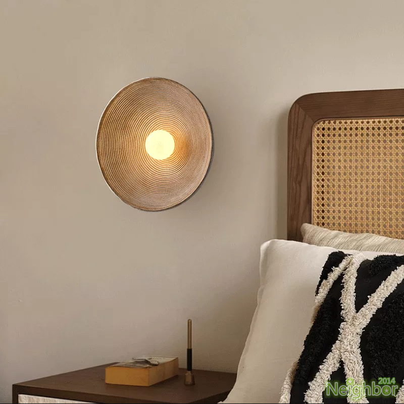 Elif Round Wall Lamp in bedroom, modern lighting fixture