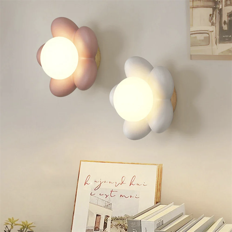 Veta Flower Wall Lamps - Pink and White, bedroom lighting