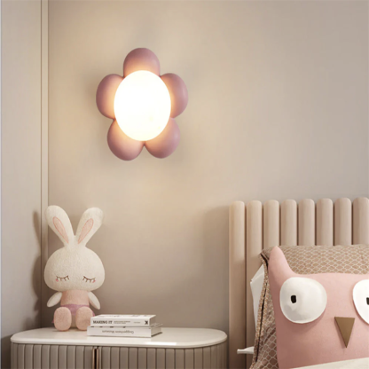 Veta Flower Wall Lamp in bedroom, soft lighting