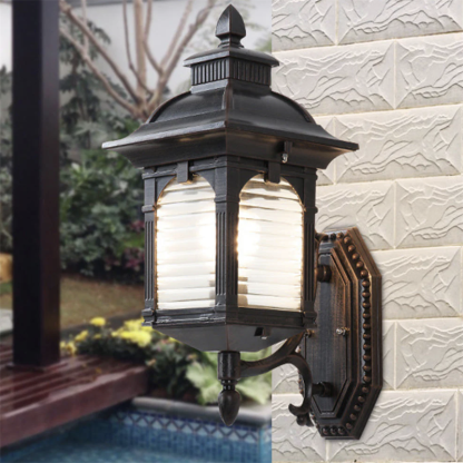 Brady Vintage Outdoor Wall Lamp on textured wall
