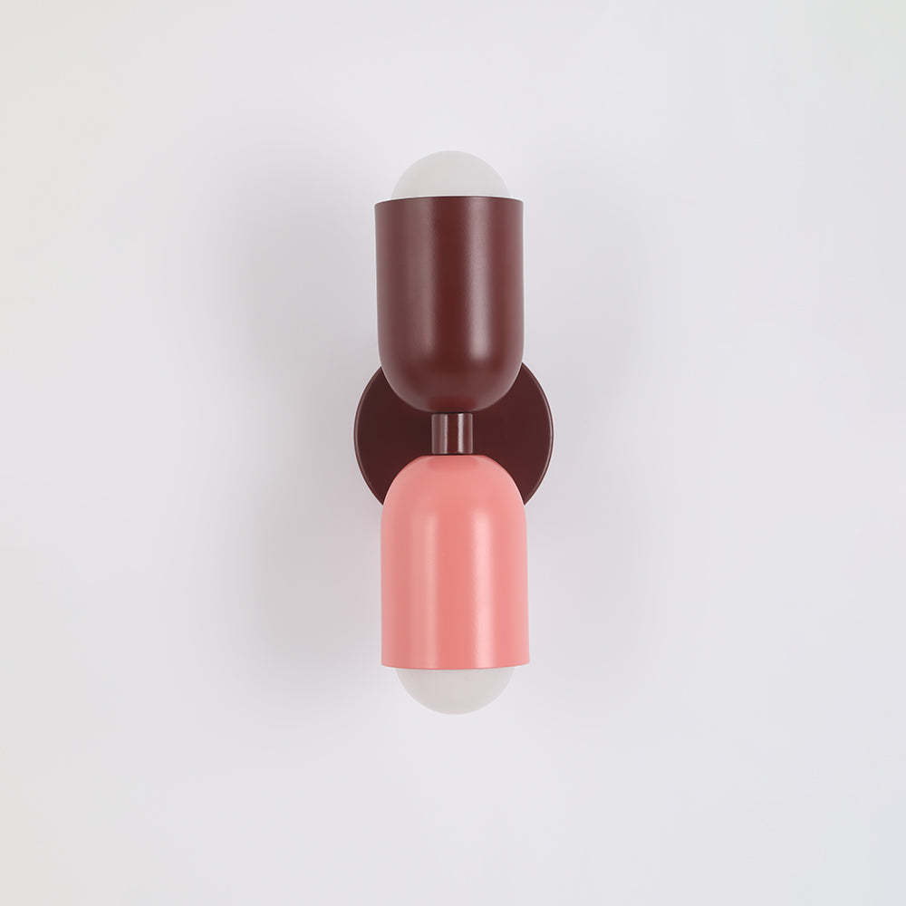 Two-tone Morandi wall lamp: Pink and brown artistic light.