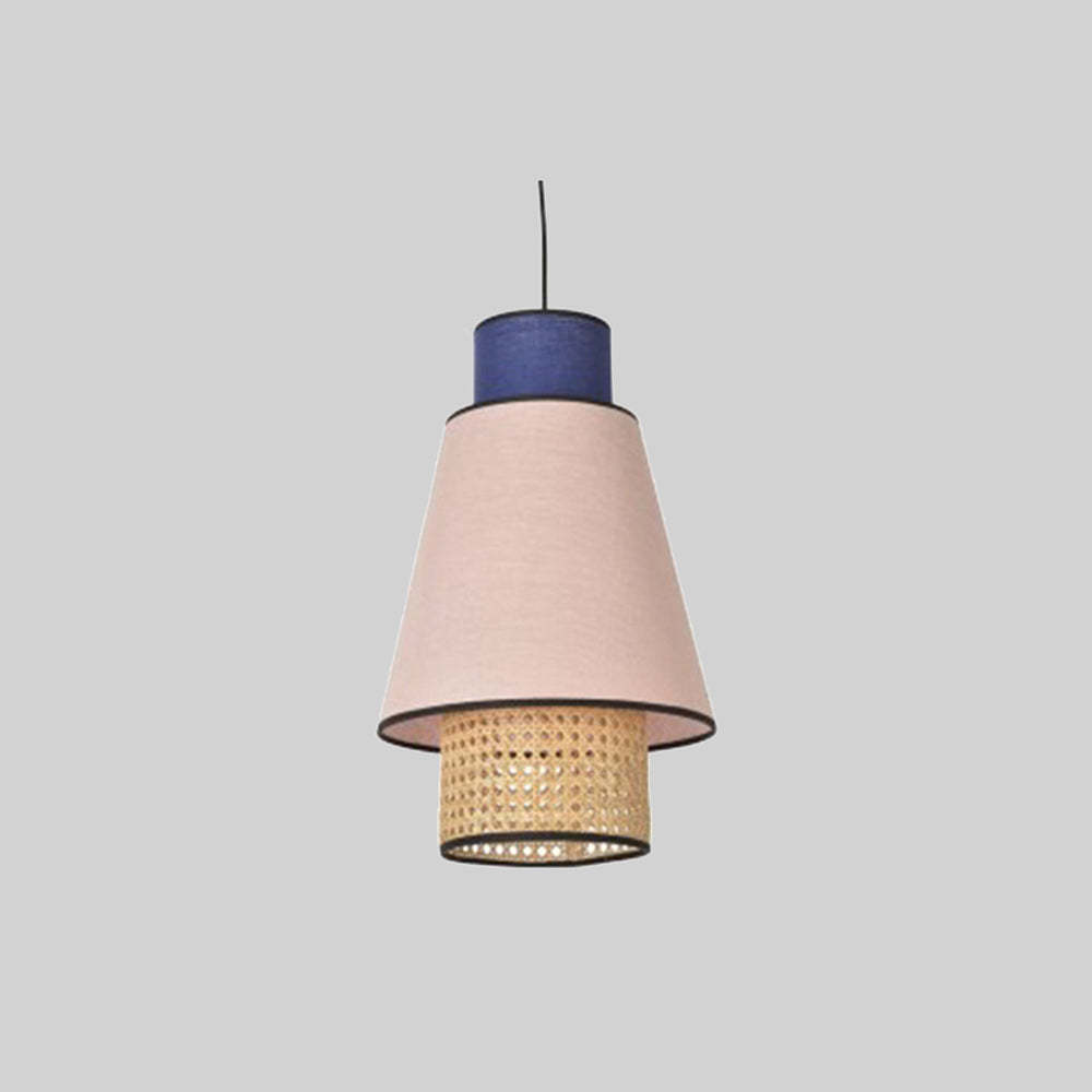 Ritta fabric rattan pendant light, unique cylindrical design
