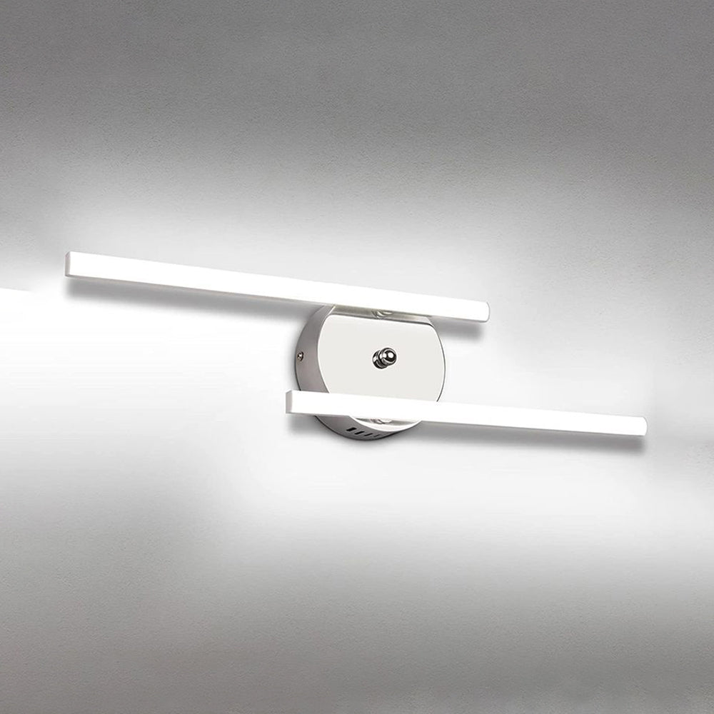 Modern double linear LED wall lamp, stainless steel finish