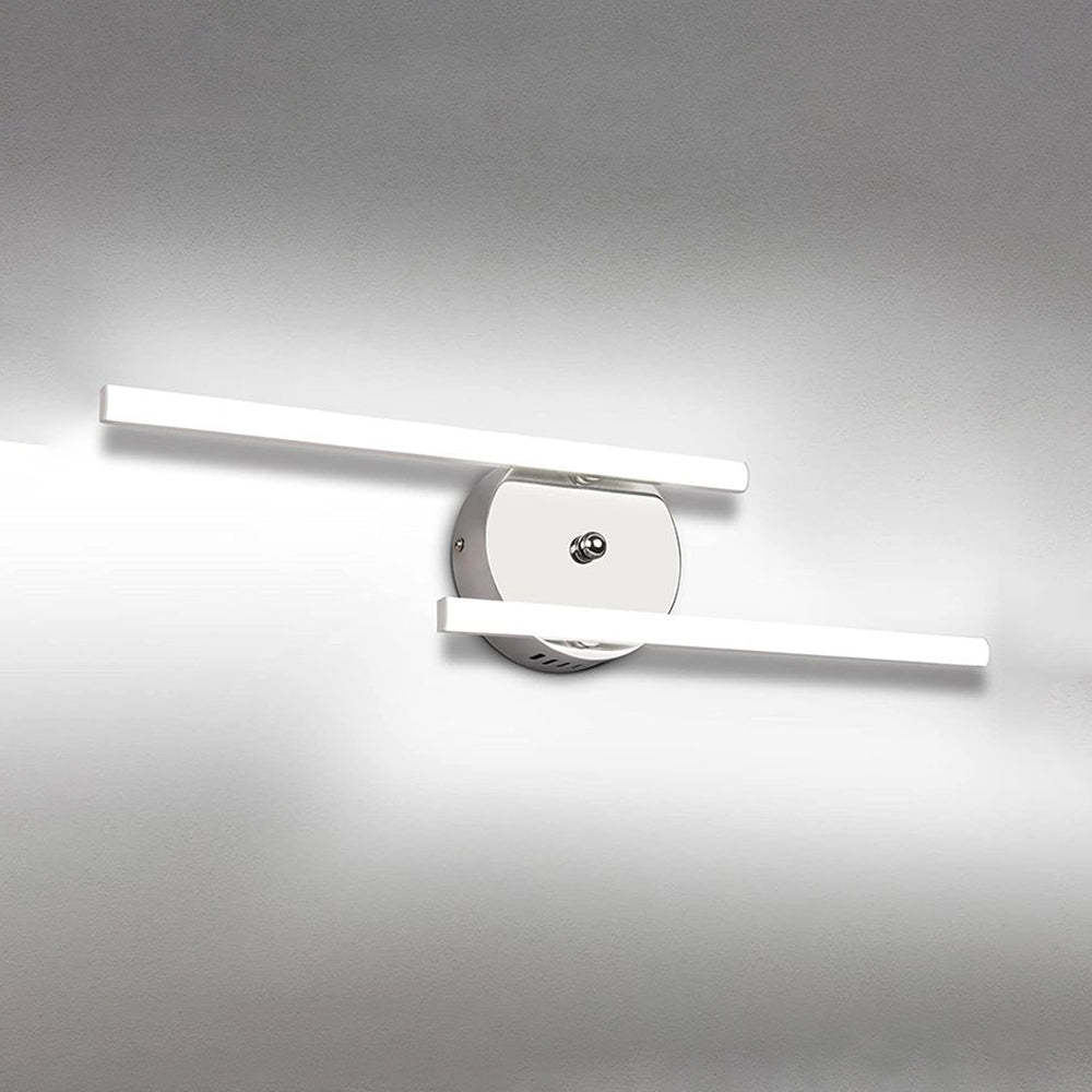 Modern double linear LED wall lamp, stainless steel finish