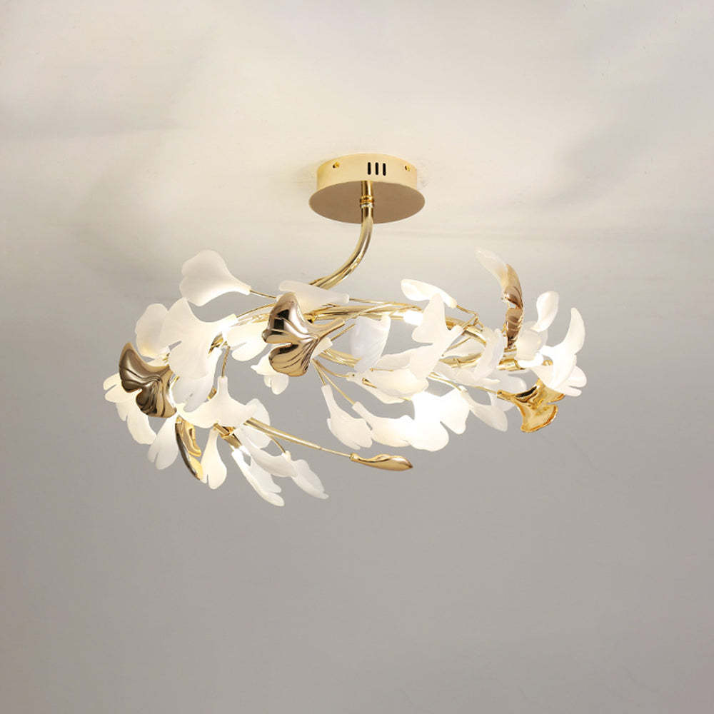 Olivia Leaf Ceiling Light: Ceramic and Metal, Elegant Flush Mount