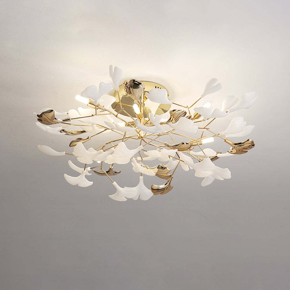 Olivia Leaf Ceiling Light, ceramic and metal fixture