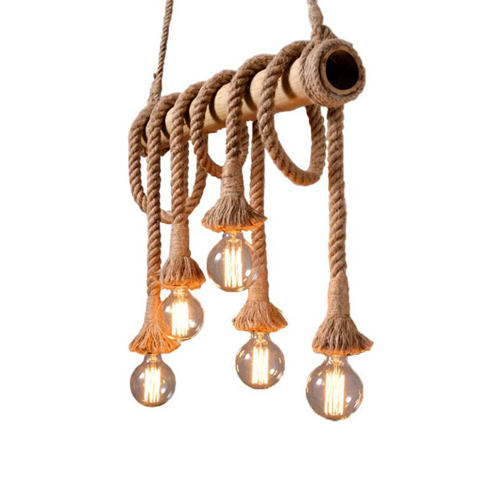 Alessio Vintage Pendant Light - Bamboo and Rope Design